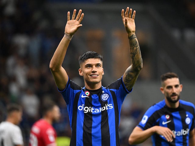 Joaquín Correa celebra el gol de l'Inter de Milà el 20 d'agost de 2022