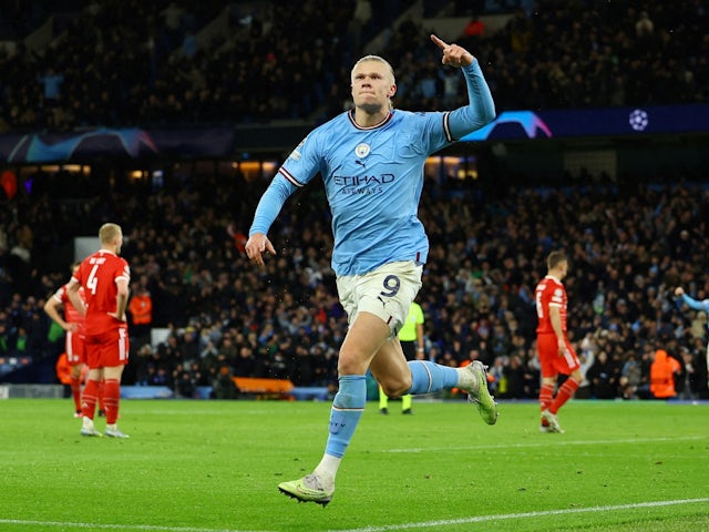 Erling Braut Haaland del Manchester City celebra el seu tercer gol l'11 d'abril de 2023