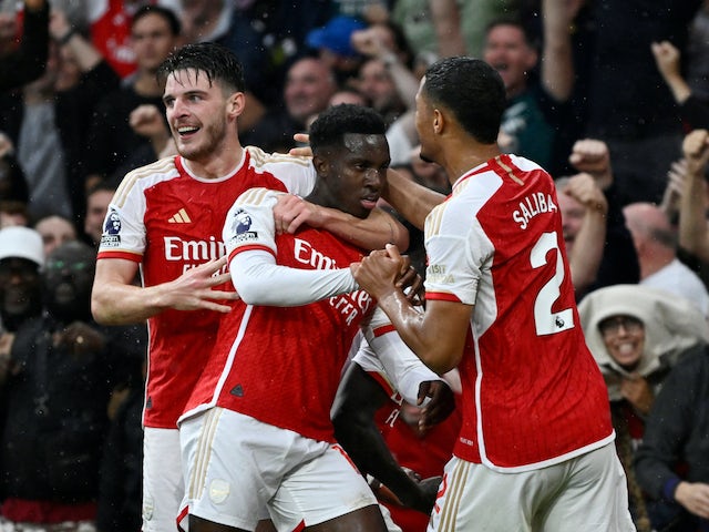 Eddie Nketiah celebra el gol de l'Arsenal el 26 d'agost de 2023