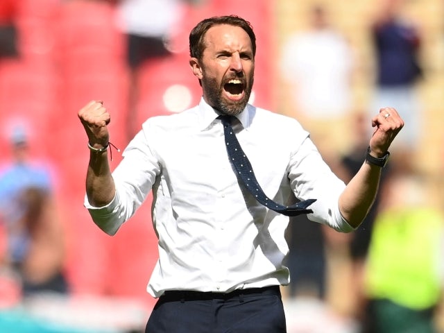 L'entrenador d'Anglaterra Gareth Southgate celebra després del partit del 13 de juny de 2021