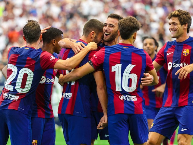 El davanter del Barcelona Ferran Torres celebra el gol contra el Reial Madrid el 29 de juliol de 2023
