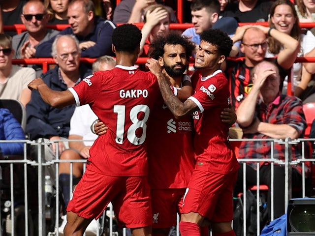 Mohamed Salah celebra el gol del Liverpool el 19 d'agost de 2023