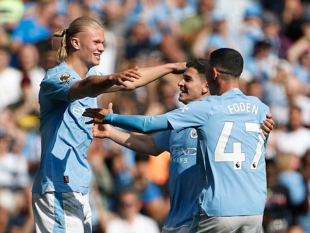 Erling Haaland celebra el gol del Manchester City el 2 de setembre de 2023