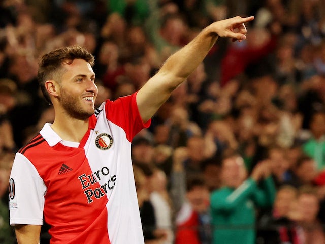 Santiago Giménez celebra el gol del Feyenoord el 15 de setembre de 2022