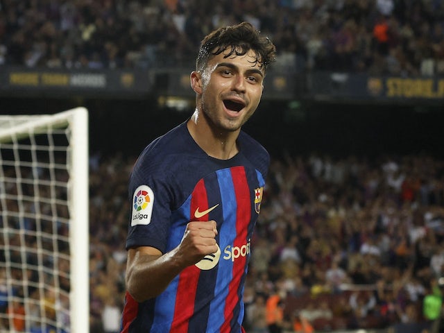 Pedri celebra el gol del Barcelona el 9 d'octubre de 2022