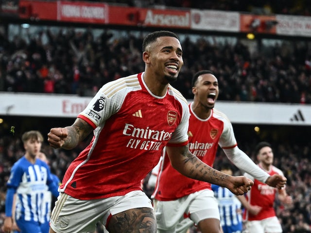 Gabriel Jesus de l'Arsenal celebra el seu primer gol el 17 de desembre de 2023