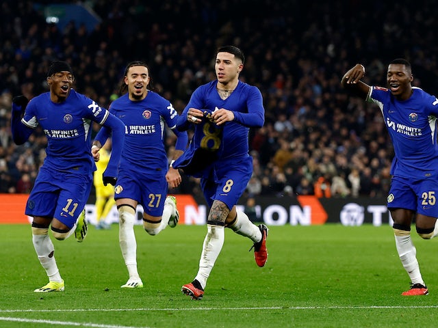 Enzo Fernandez del Chelsea celebra el seu tercer gol el 6 de febrer de 2024