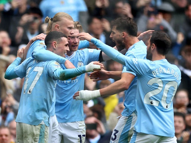 Erling Haaland del Manchester City celebra el seu segon gol el 10 de febrer de 2024