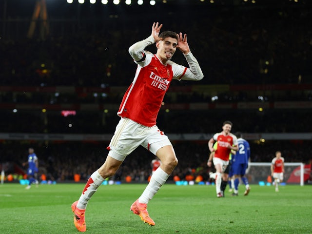 Kai Havertz de l'Arsenal celebra el seu tercer gol el 23 d'abril de 2024